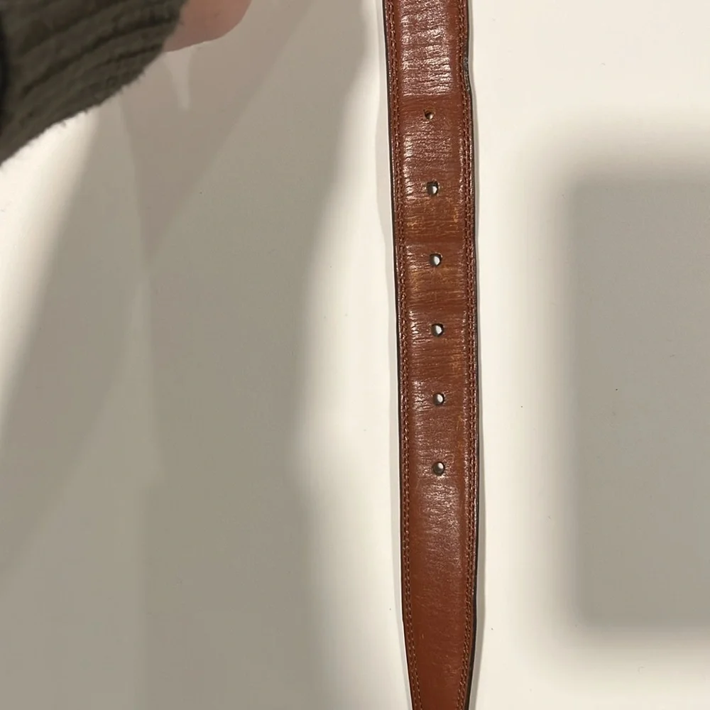 Vintage Italian leather‎ belt - 40, brass hardware